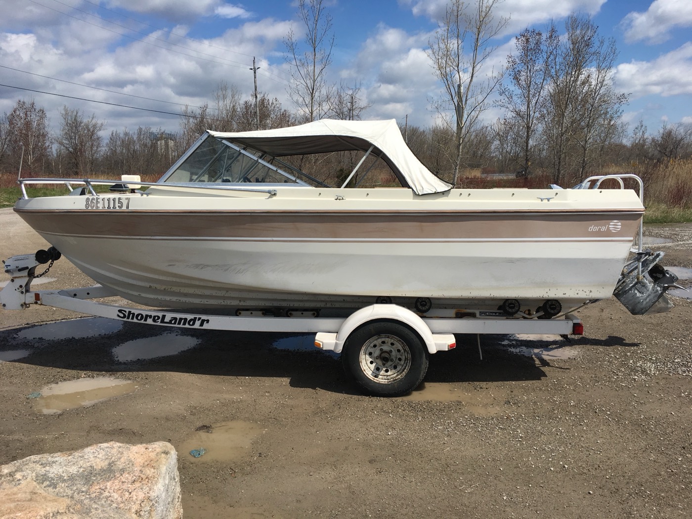 1981 Doral bowrider on a trailer