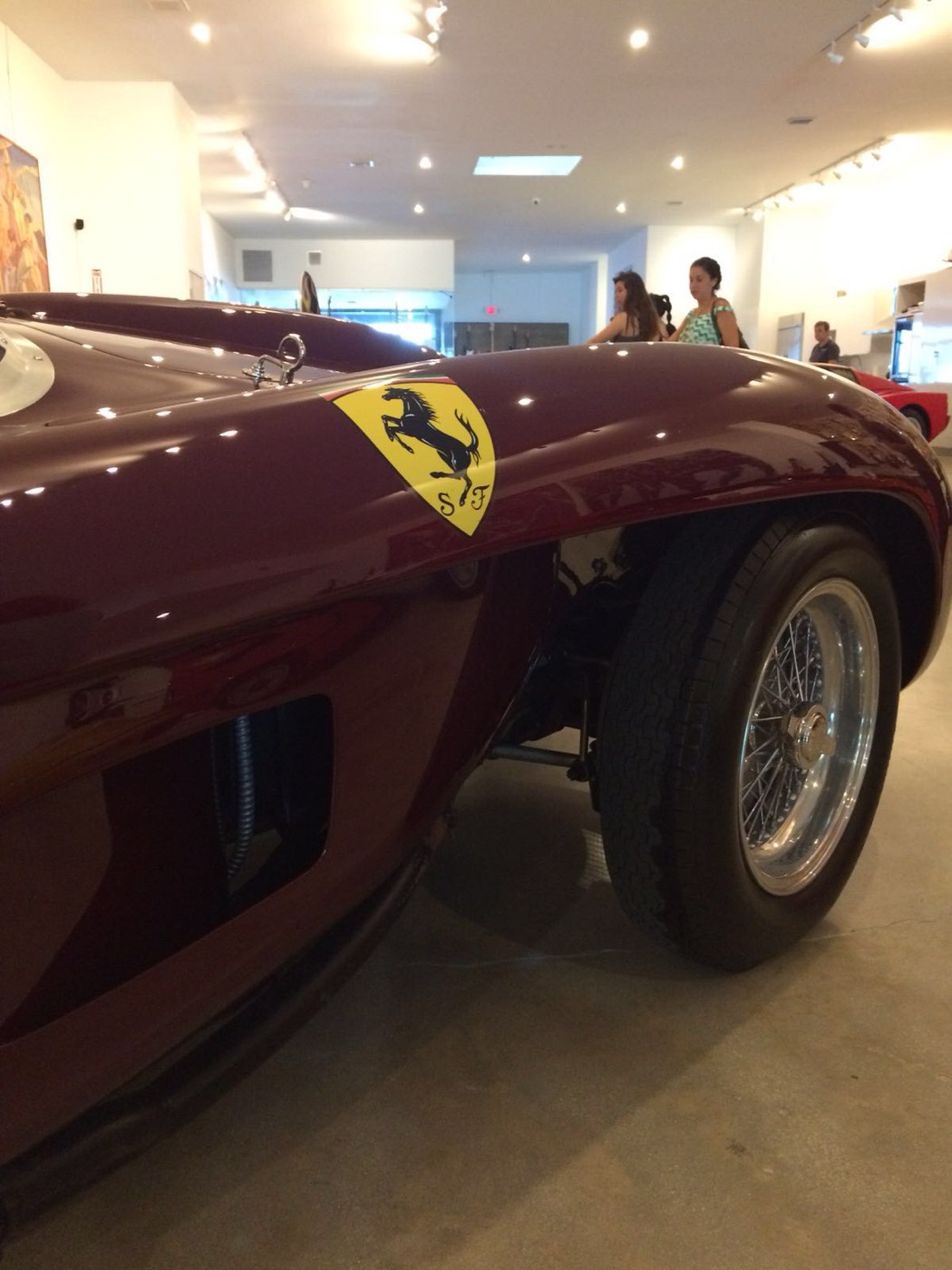 Maroon Ferrari 250 Testa Rossa recreation with wire wheels, side view